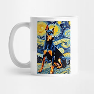 Doberman Pinscher Dog Breed Painting in a Van Gogh Starry Night Art Style Mug